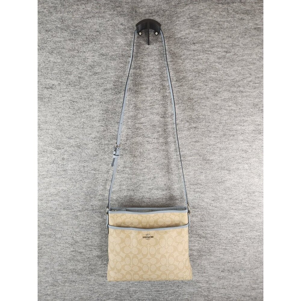 Coach c1723-F58297 Beige Brown Monogram with Blue Accents 10 x 11 x 2